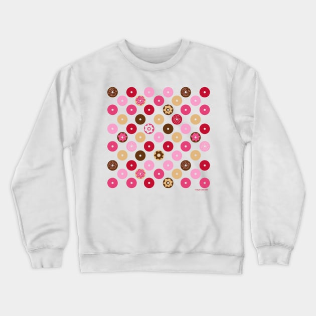 Donut Pattern - Cute Sweet Donuts Polka Dots Icons Crewneck Sweatshirt by Steph Calvert Art